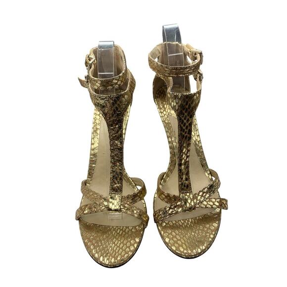Brian Atwood Gold Snakeskin Heels - Picture 2 of 6